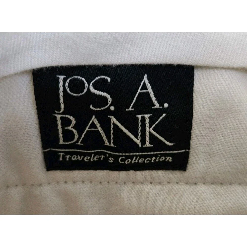 Jos A Bank Pants Mens 40 Beige Linen Travelers Pleated Cuffed